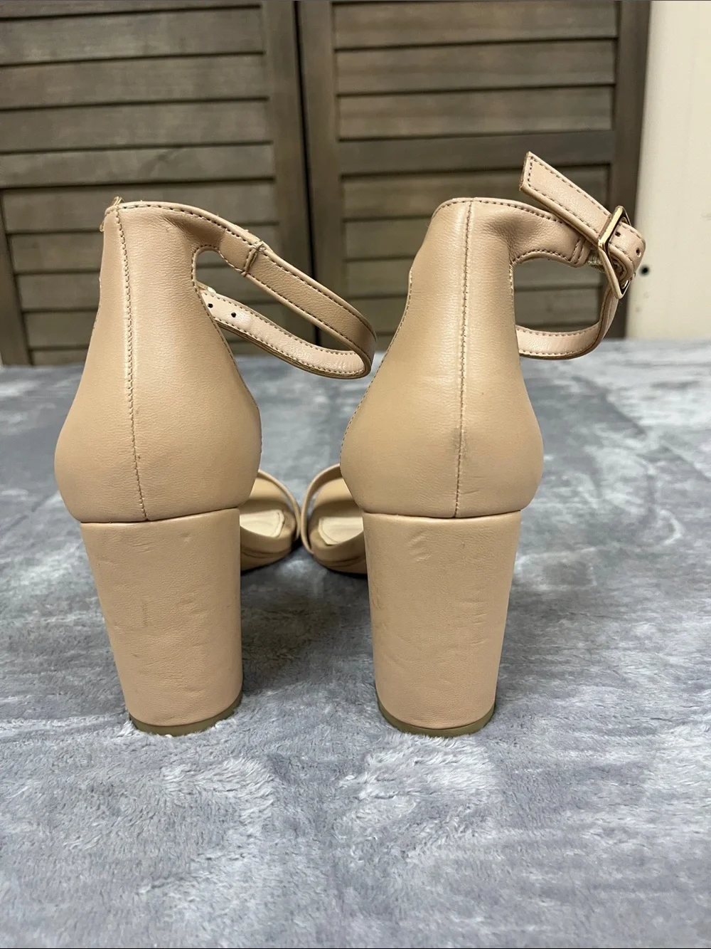 MICHAEL Michael Kors Beige Ankle-Strap Block Heel Sandals